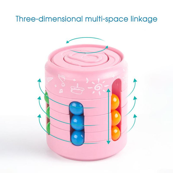 Close-up of a colorful fidget spinner magic cube, highlighting its intricate brain teaser design