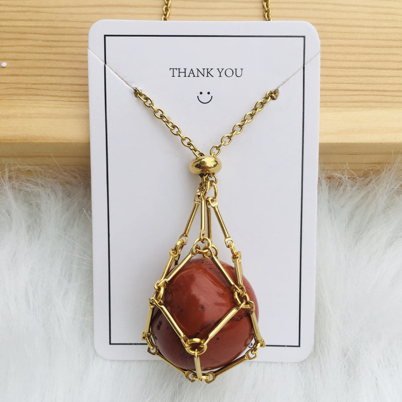 Unisex crystal cage pendant necklace with an adjustable chain, versatile jewelry
