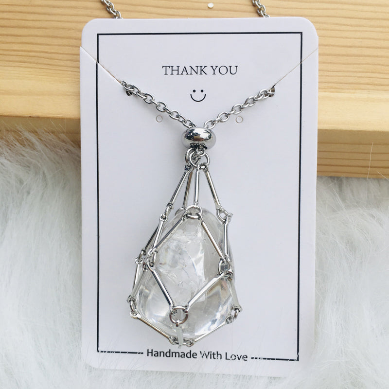 Unisex crystal cage pendant necklace, lightweight and comfortable for everyday wear