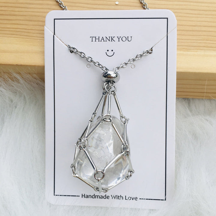 Unisex crystal cage pendant necklace, lightweight and comfortable for everyday wear