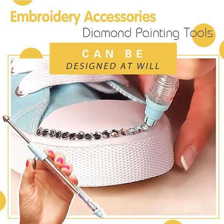 Detailed view of a crystal embellishment tool kit, perfect for crafts, nail art, and DIY hobbies