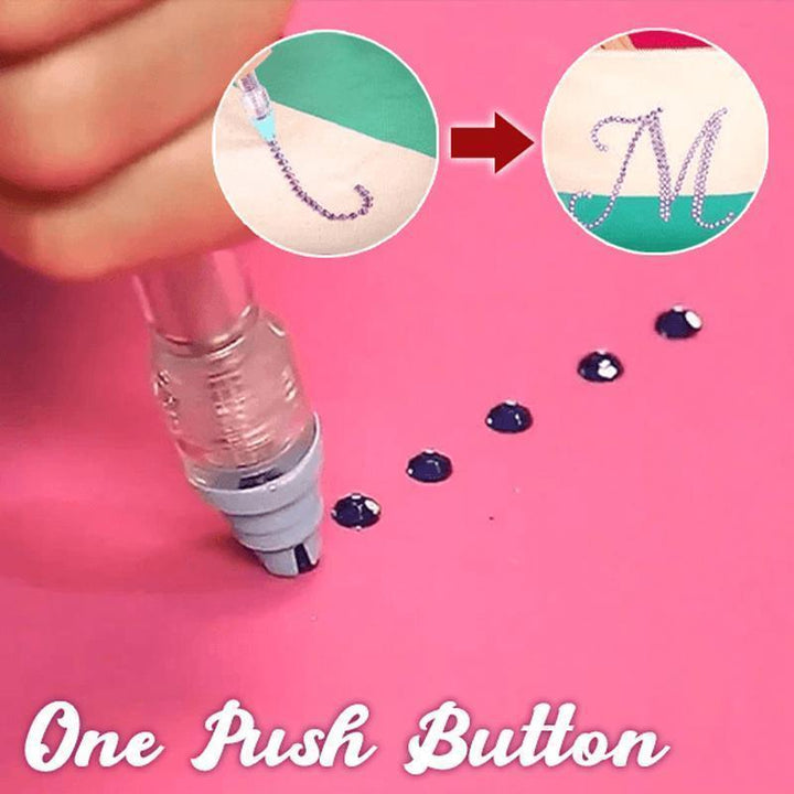 Close-up of a rhinestone applicator tool from a unisex crystal embellishment craft kit