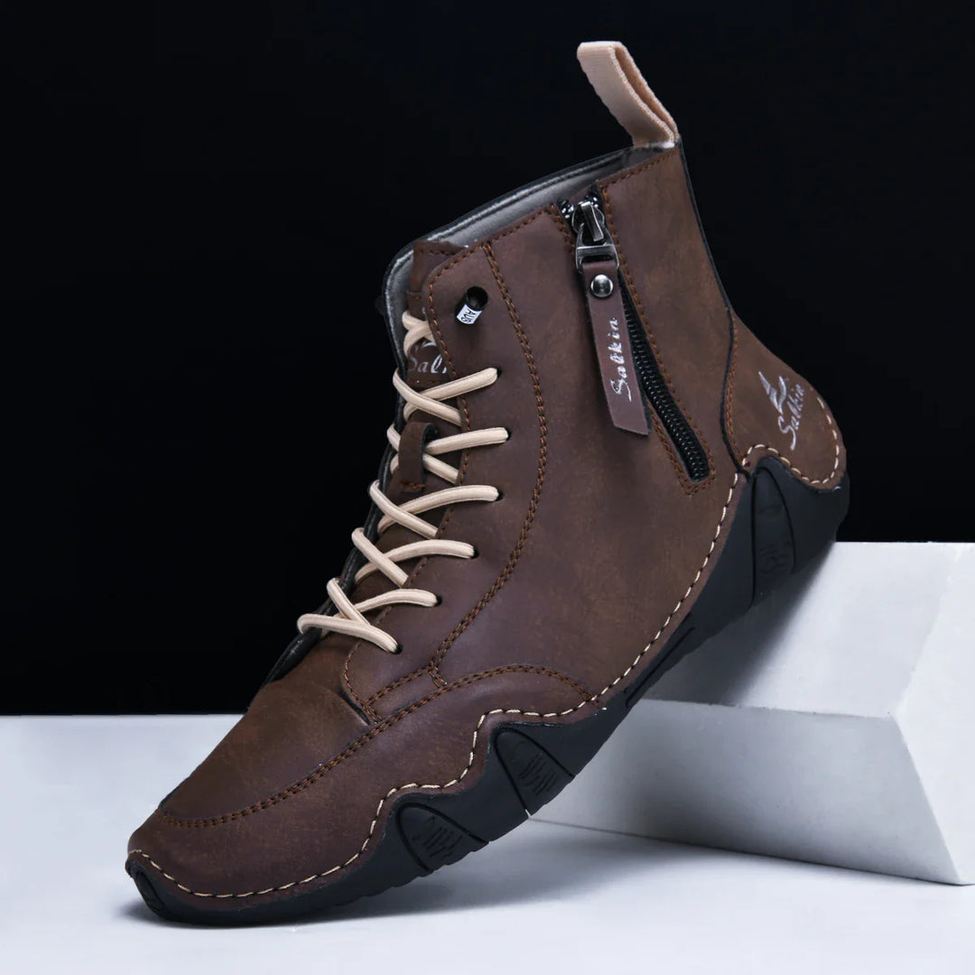 Close-up of the zipper on Unisex Cushioned Orthopedic Boots, providing easy access and support