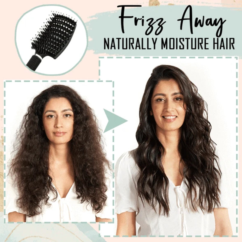 Unisex detangling hair brush with natural boar bristles, ideal for all hair types & shiny hair