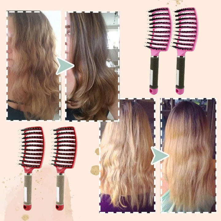 High-quality unisex detangling hair brush featuring natural bristles for effective hair care