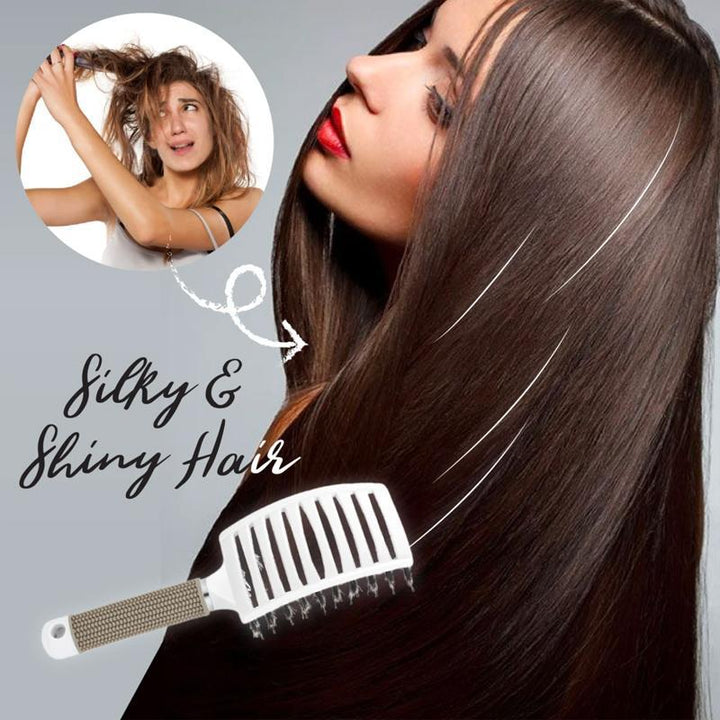 Unisex detangling hairbrush with natural boar bristles, designed for snag-free hair grooming