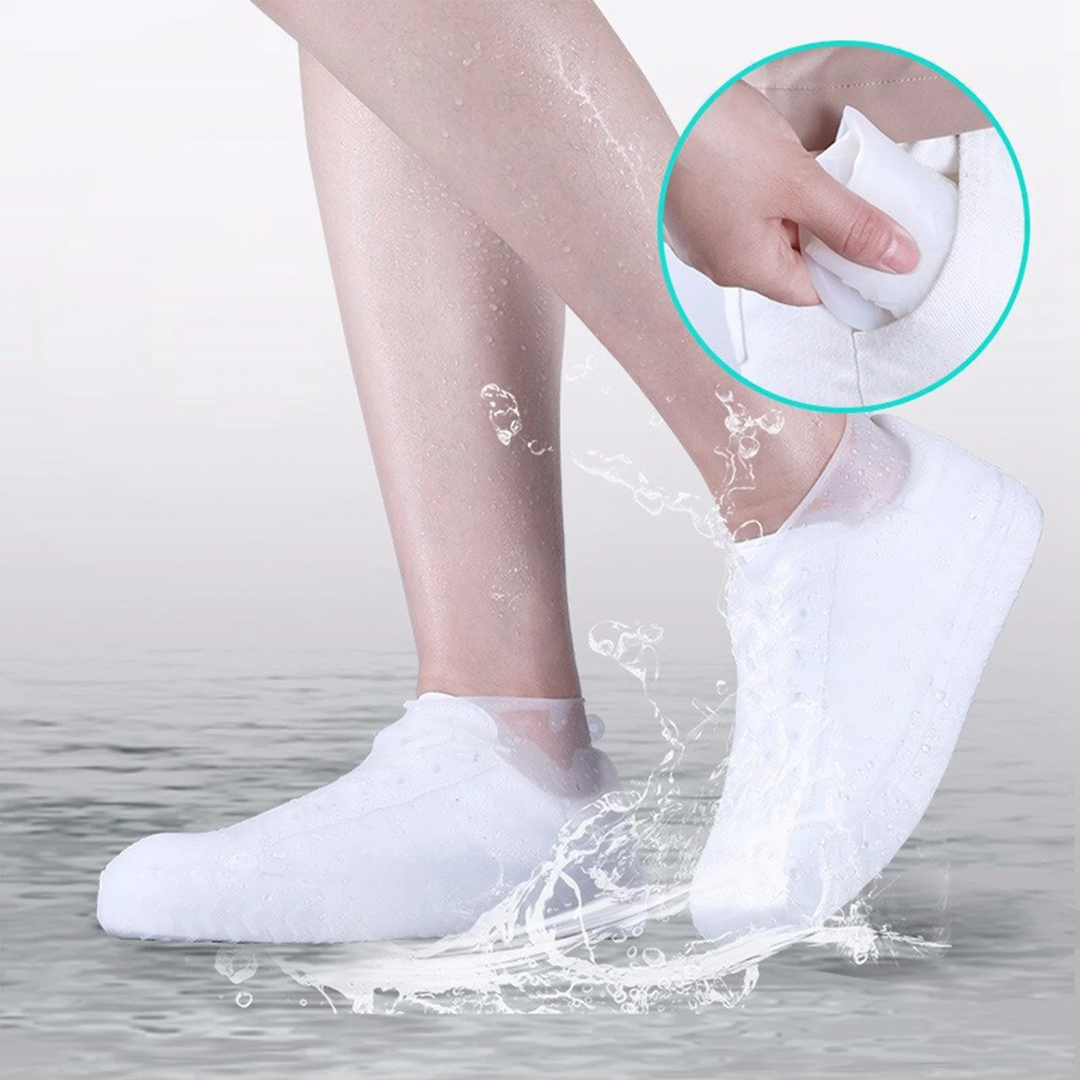 Easy-to-wear DryStep reusable rain shoe covers, offering quick protection for all outdoor footwear types.