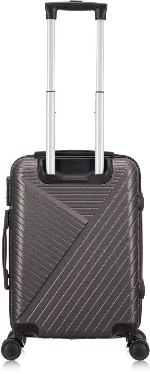 Compact cabin luggage with smooth spinner wheels, perfect for air travel & overhead compartments.
