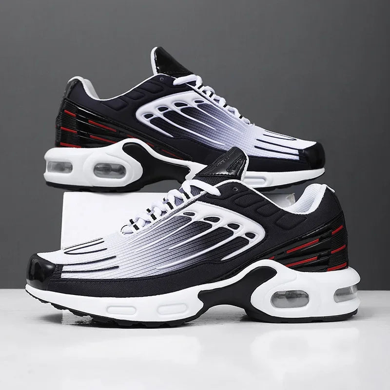 Pair of Unisex Dynamic Court Sports Shoes, grey with vibrant accents, perfect for street style & active lifestyle