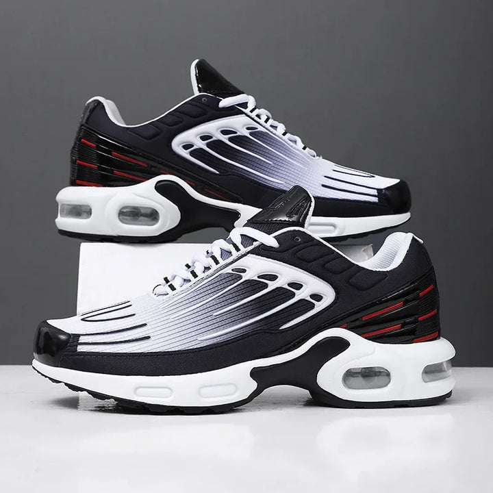 Pair of Unisex Dynamic Court Sports Shoes, grey with vibrant accents, perfect for street style & active lifestyle