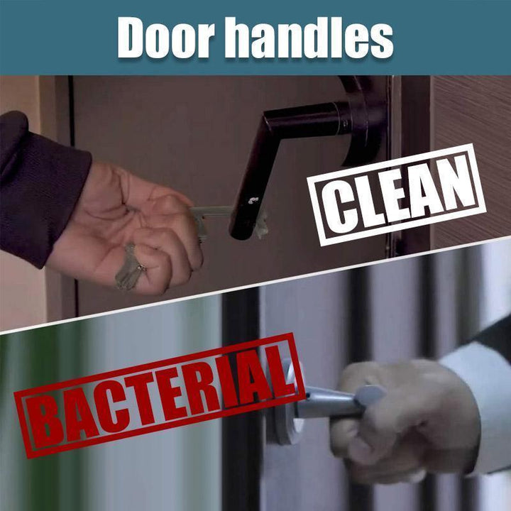 Ergonomic design of a touch-free door opener EDC tool in hand, emphasizing hygiene and convenient use.
