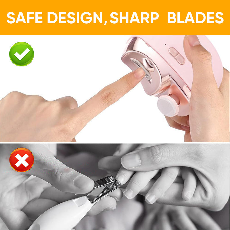 Electric nail trimmer for quick and safe nail care, featuring a child lock for baby safety.