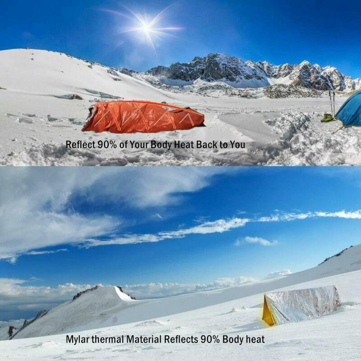 Emergency waterproof sleeping bag, ideal for camping, hiking, and survival. Lightweight, thermal outdoor gear.
