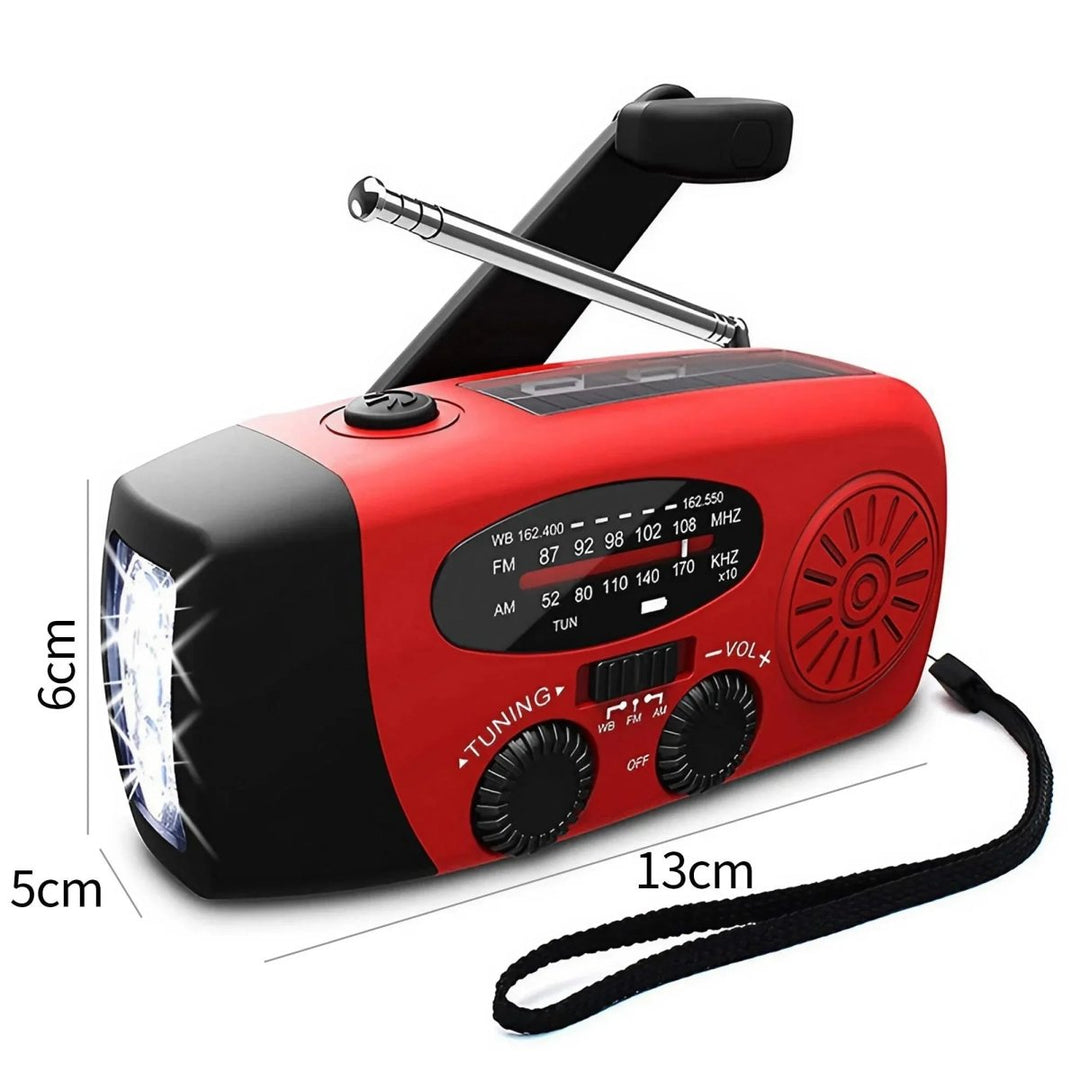 Reliable emergency preparedness radio with hand crank power, LED light & weather alerts for any home.