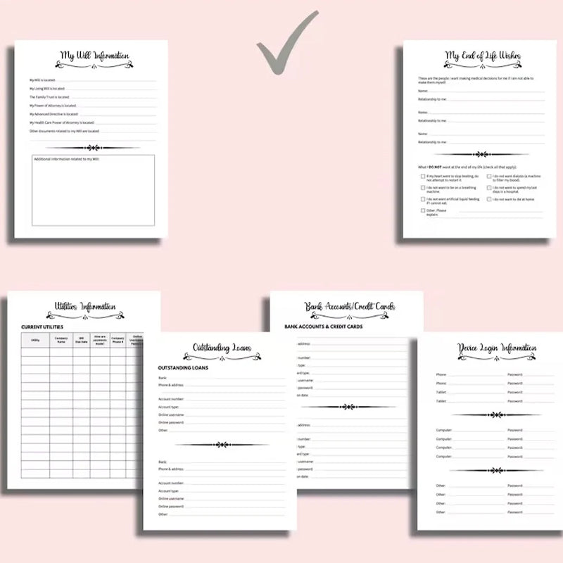 Stack of Unisex End-of-Life Planning Organizer Kits, perfect for family financial planning gifts.