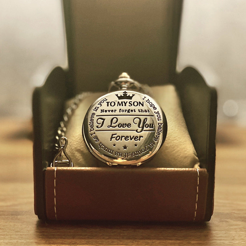 Unisex gold engraved pocket watch with matching chain, elegant accessory for any occasion