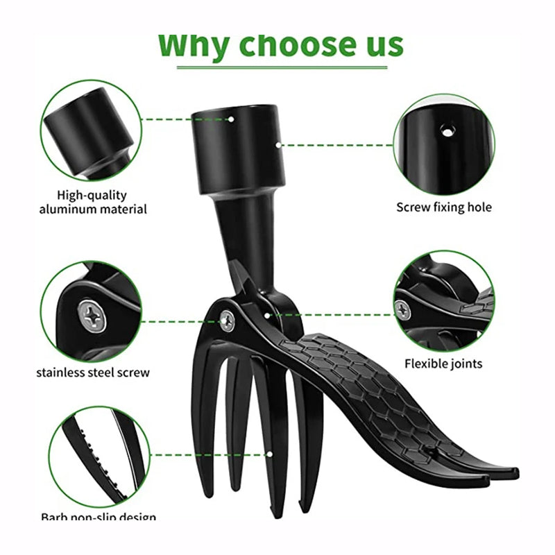 Image demonstrating how the detachable weed puller helps maintain a pristine garden and lawn