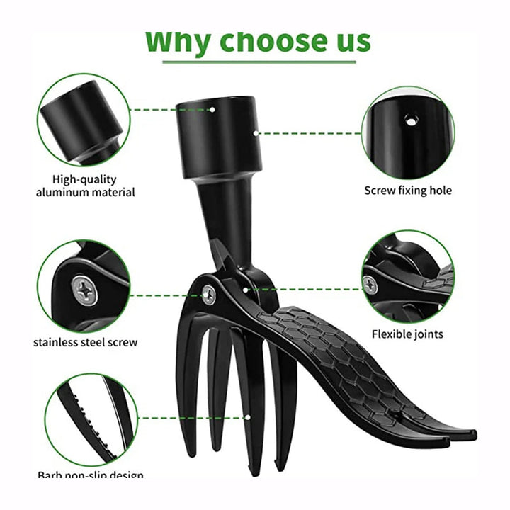 Image demonstrating how the detachable weed puller helps maintain a pristine garden and lawn