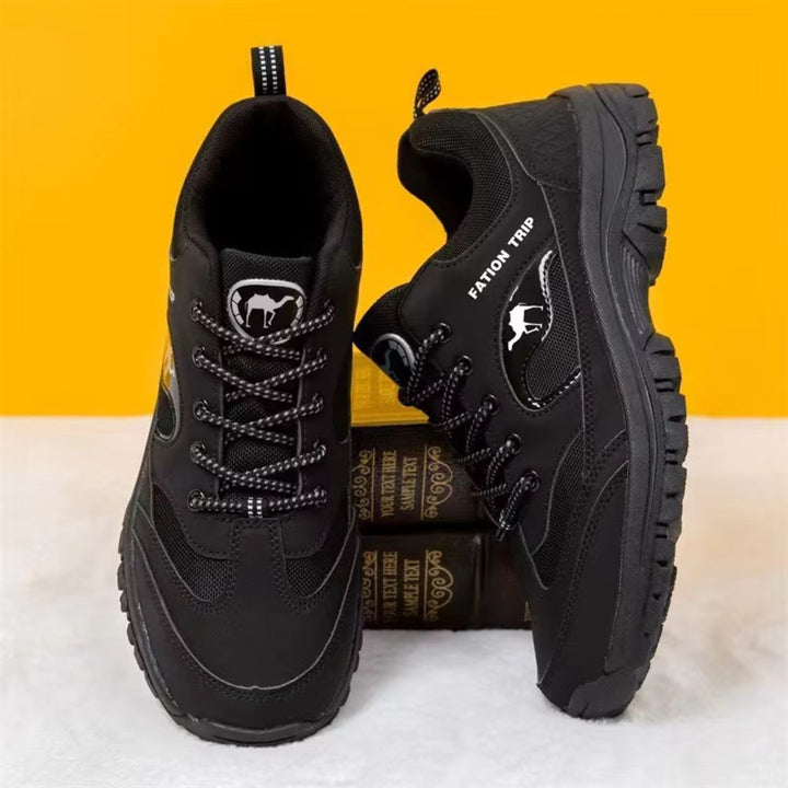 Comfort-fit trekking shoes, ideal for long hikes & outdoor trails, providing essential foot support & stability.
