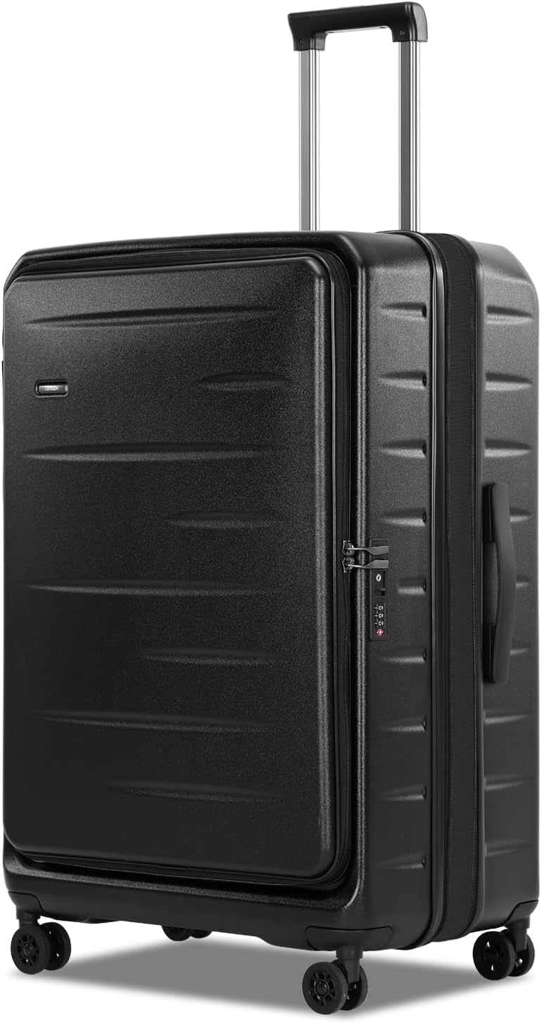 Smart expandable hard shell carry-on for travelers, with a dedicated front pocket & secure TSA lock.