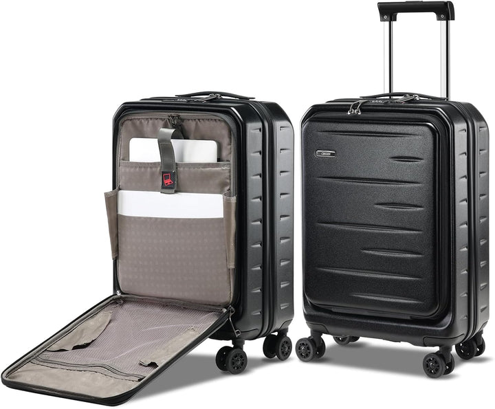 Lightweight expandable hard shell carry-on luggage with smooth spinner wheels & secure TSA lock.