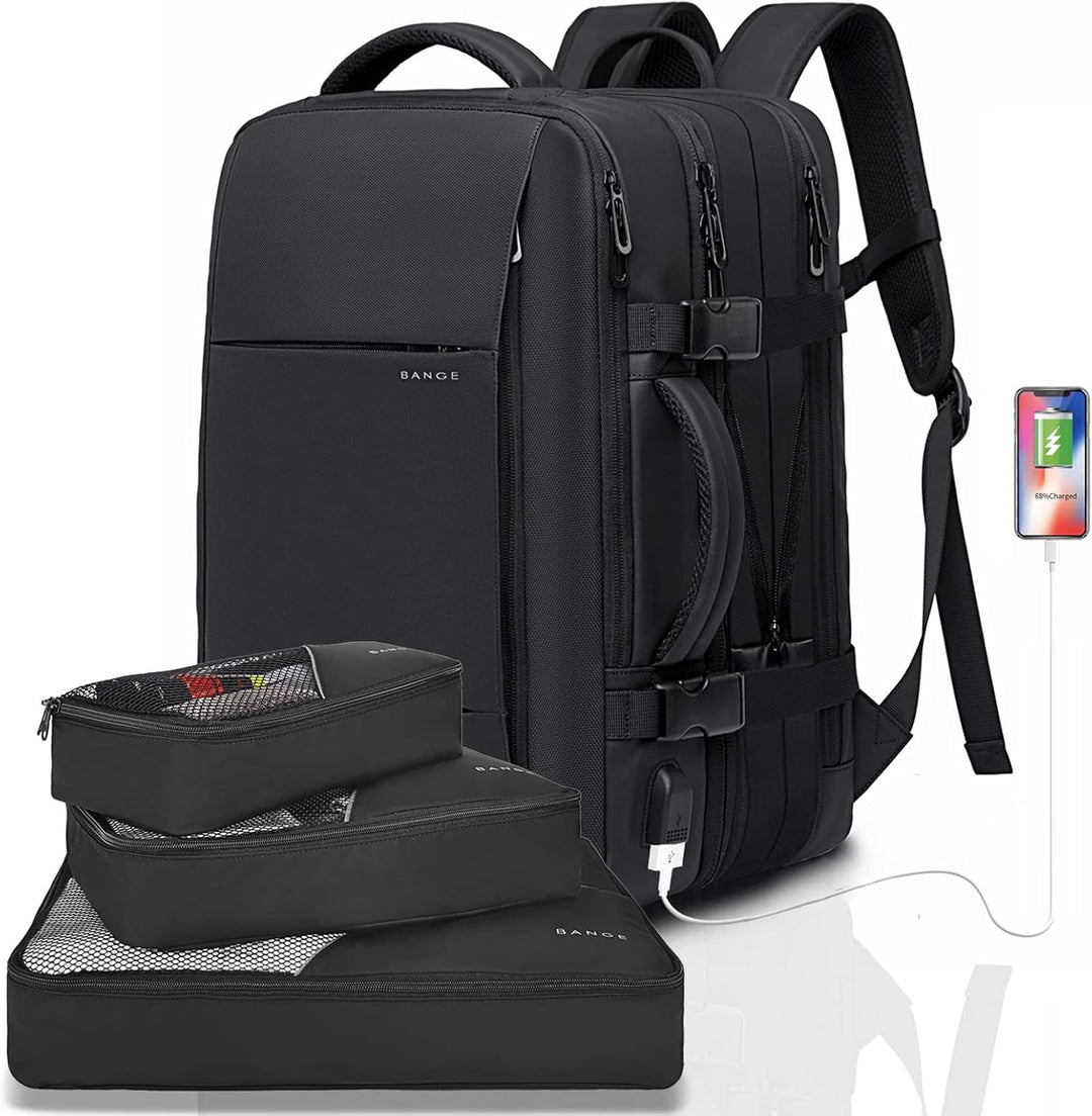 Adventure-ready unisex expandable backpack in an outdoor hiking environment.