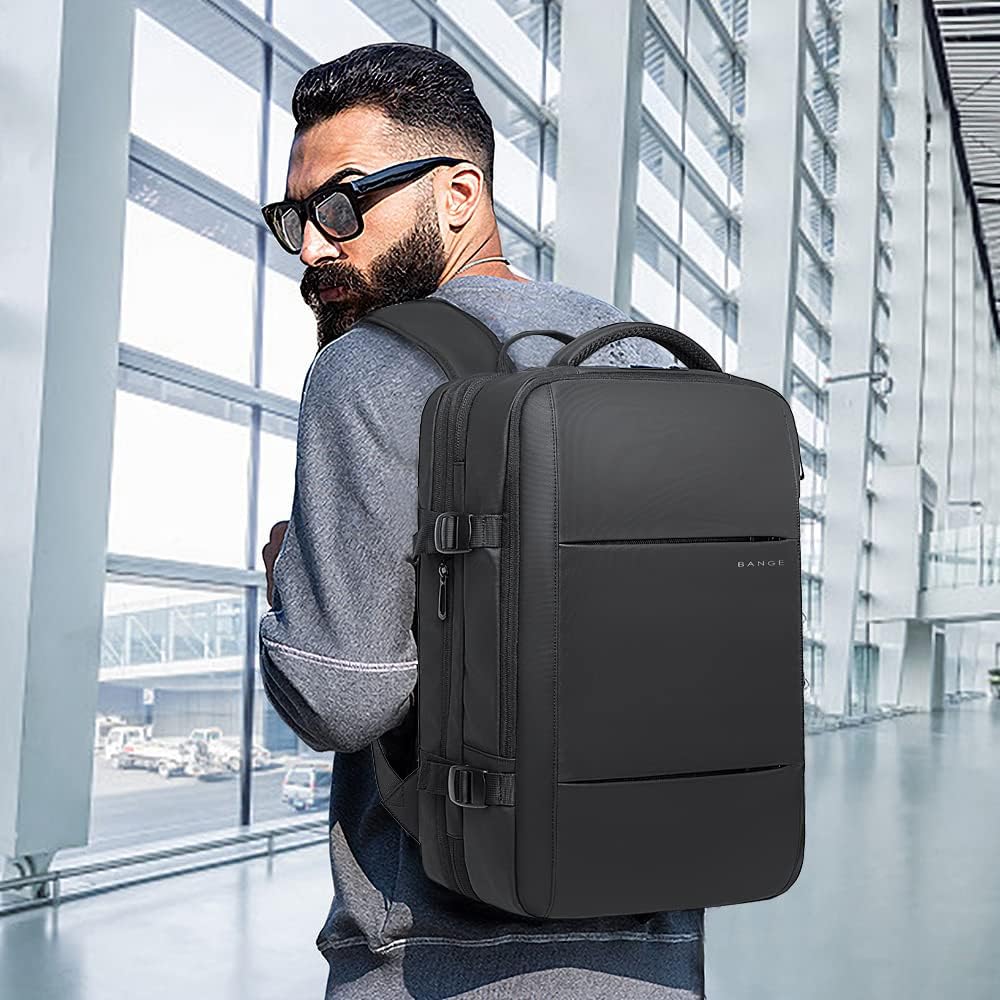 Laptop backpack (26-45L) on a desk, ready for office or study commute.