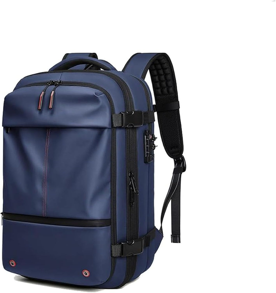 Expandable carry-on travel backpack for men & women, featuring anti-theft, wet compartment & compression.