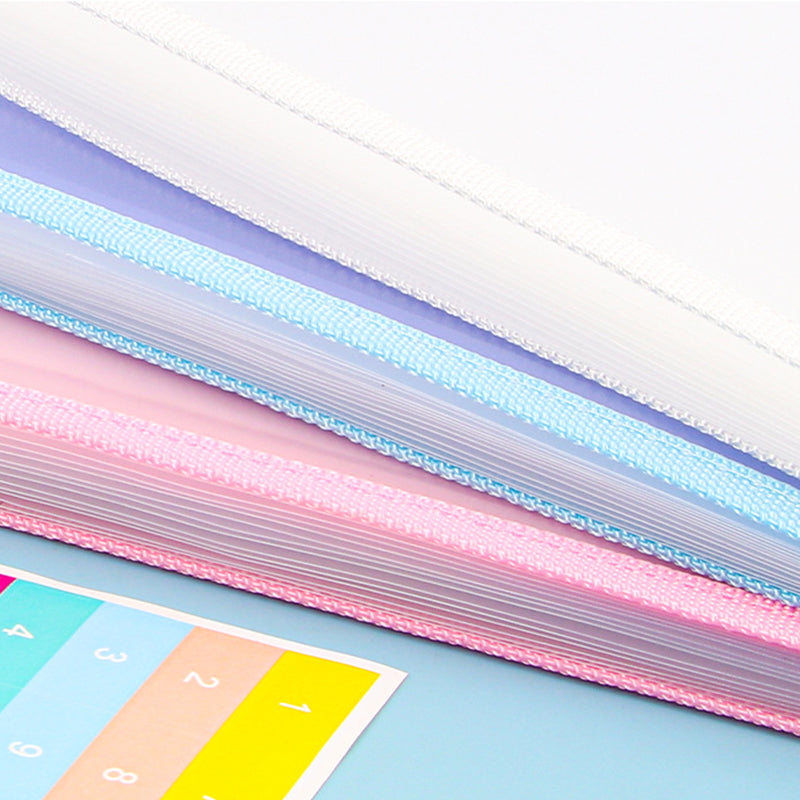 Close-up of the durable pp plastic material of the waterproof document organizer, 13 pockets, office supplies