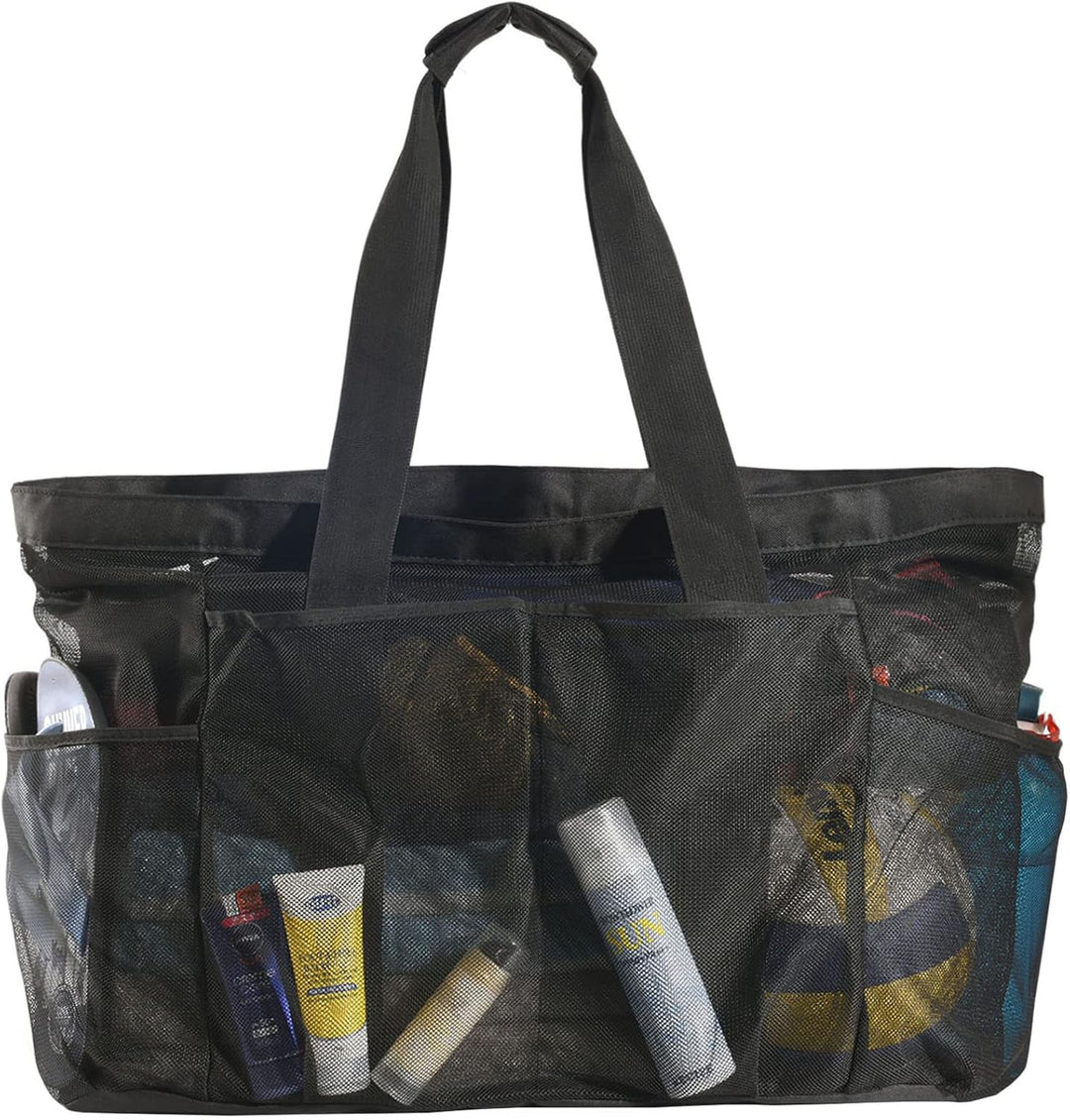 Unisex extra-large mesh beach tote, sandproof, perfect for family beach days & travel essentials.