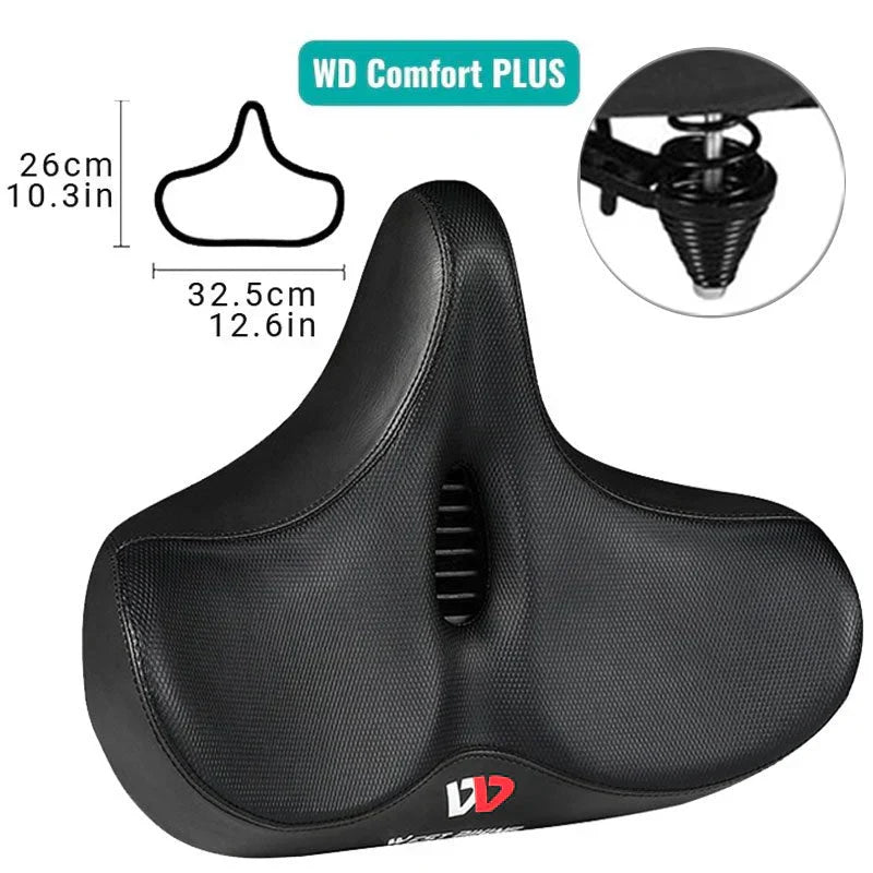 Durable unisex bike seat, shock-absorbing for smooth rides. Ideal for mountain, city & e-bike cycling.