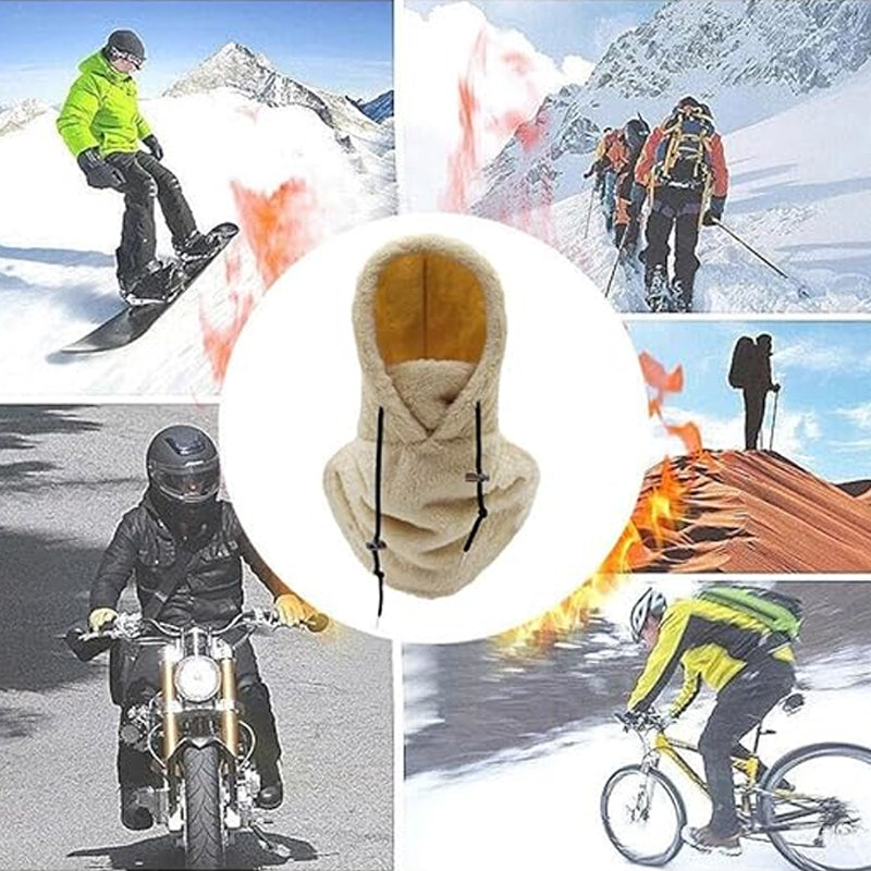 Black thermal balaclava ski mask, a warm fleece neck warmer and head covering for winter