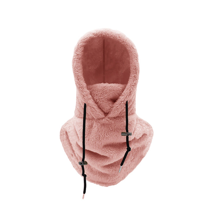 Close-up showing the stitching and quality construction of a fleece thermal balaclava ski mask