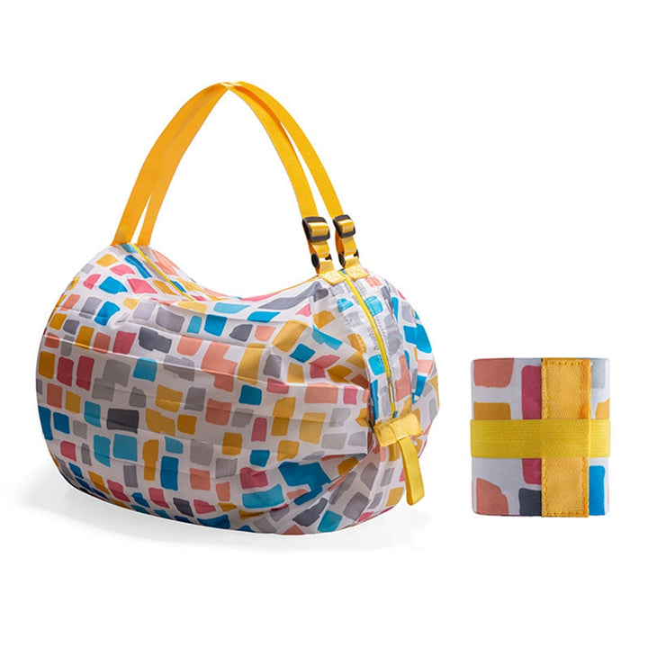 Unisex foldable large capacity shopping tote bag, perfect for groceries, travel & daily errands. Durable & reusable design.