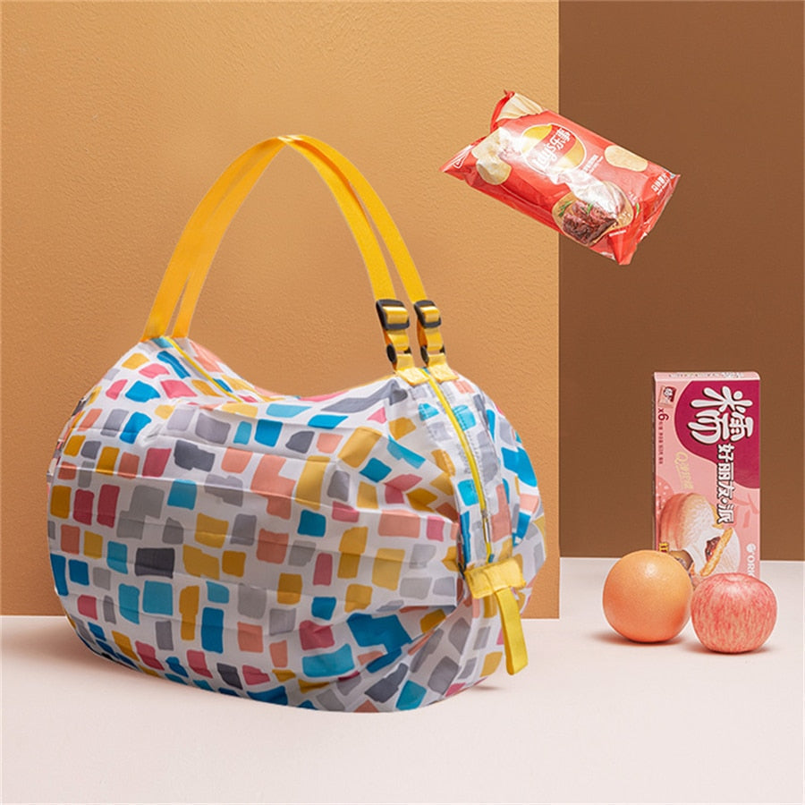 Durable & reusable unisex shopping tote, eco-friendly large capacity bag for groceries & travel. Folds easily.