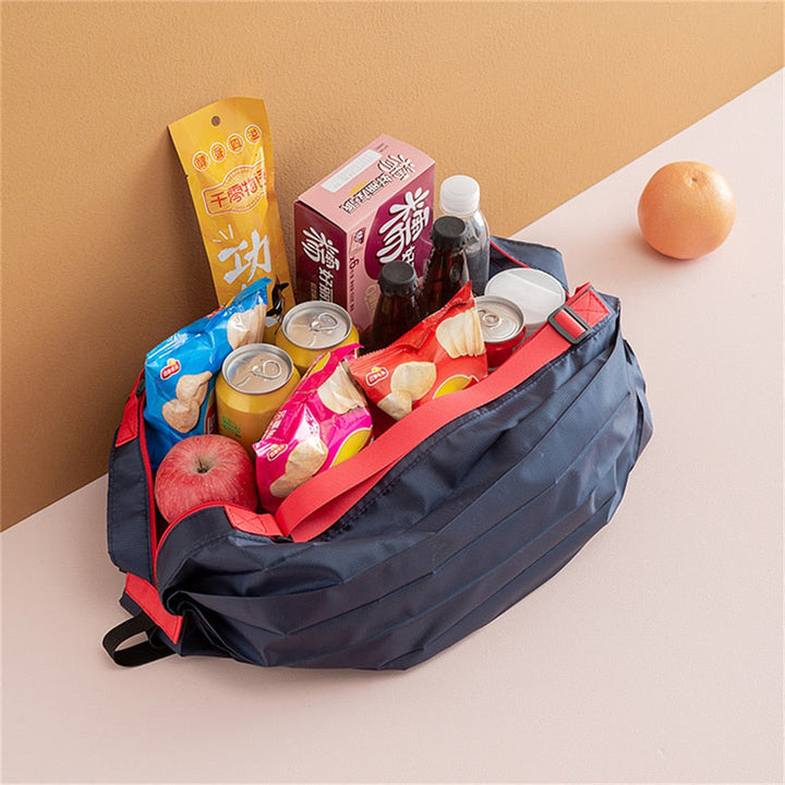 Portable unisex foldable shopping tote, large capacity for groceries & travel. Durable & reusable eco-friendly bag.