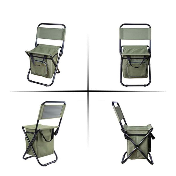 Comfortable foldable camping chair, unisex design for relaxing outdoors, beach or fishing.