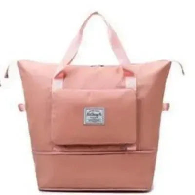 Foldable FlexCarry duffel bag with a shoulder strap and handle, demonstrating versatile carrying options.