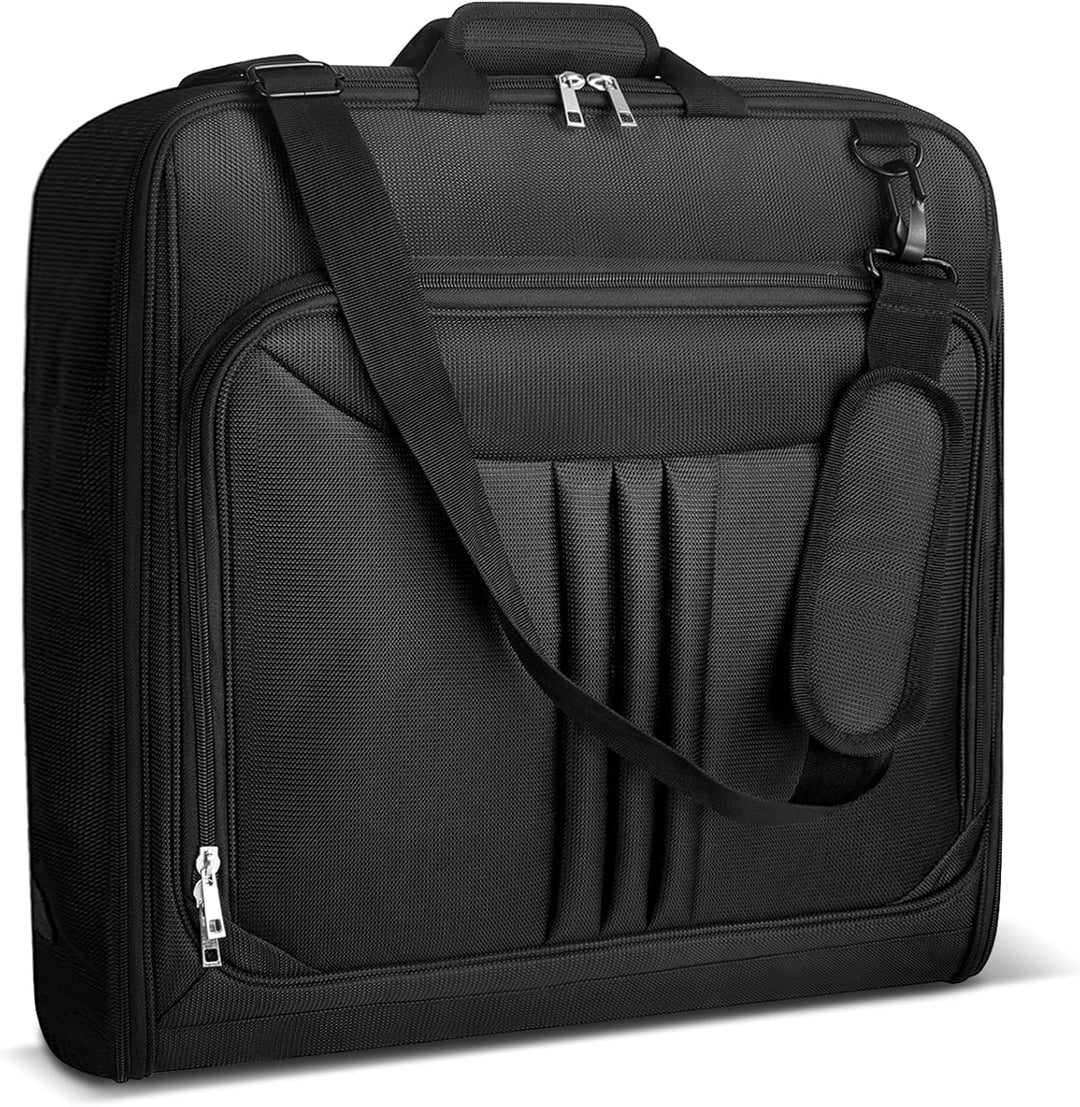 Unisex foldable waterproof garment bag, perfect for wrinkle-free suit travel & business trips. Carry-on luggage.