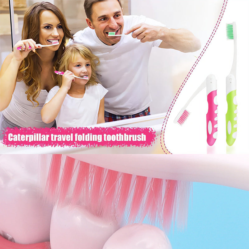Unisex travel toothbrush folded showcasing its space-saving design for portability