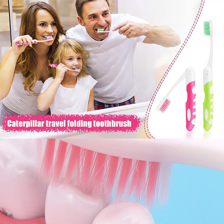 Unisex travel toothbrush folded showcasing its space-saving design for portability