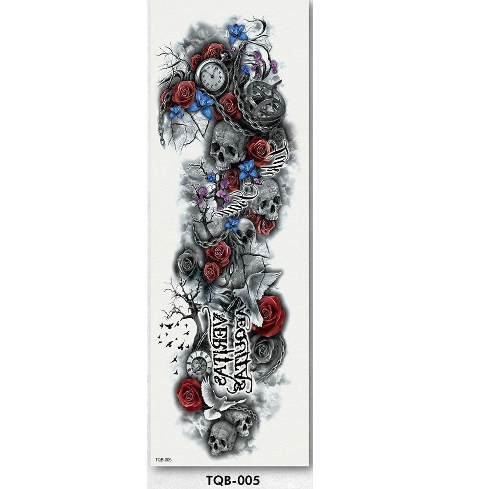 Collection of waterproof full arm temporary tattoo sleeves, diverse themes, for unisex body art enthusiasts.