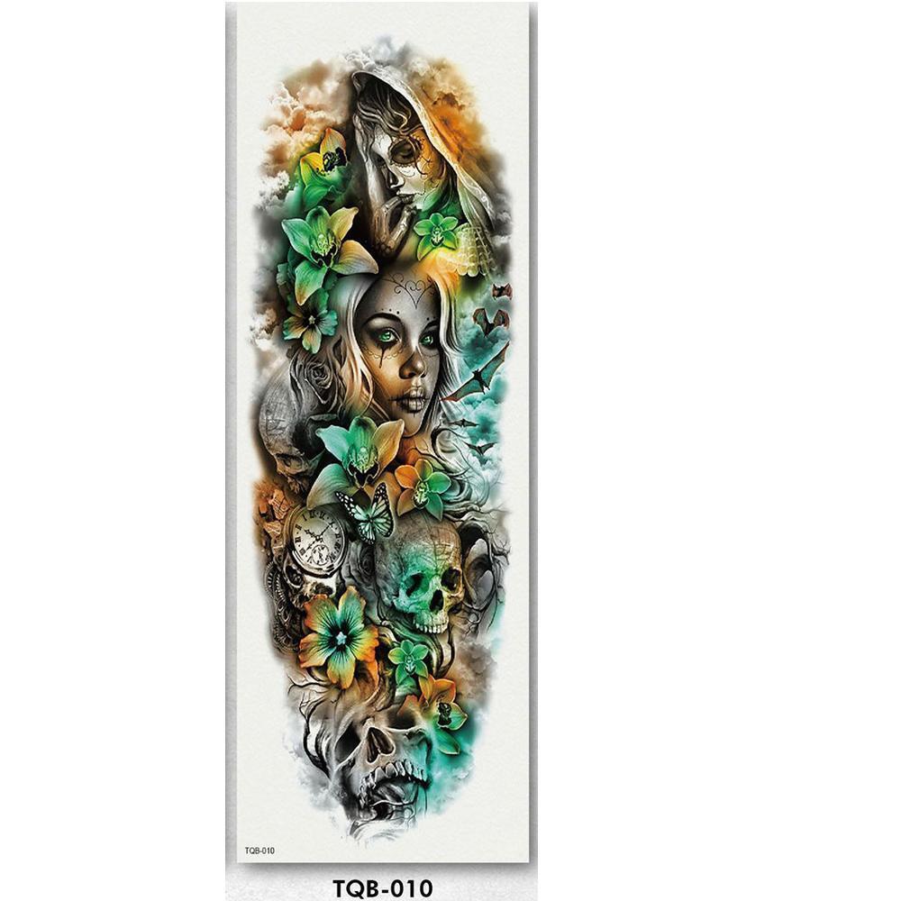 Unisex full arm temporary tattoo sleeve, intricate mandala and floral patterns, waterproof body art sticker.