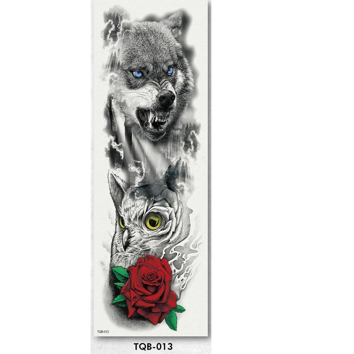 Close-up of waterproof full arm temporary tattoo sleeve texture, showing realistic skin adhesion, unisex.