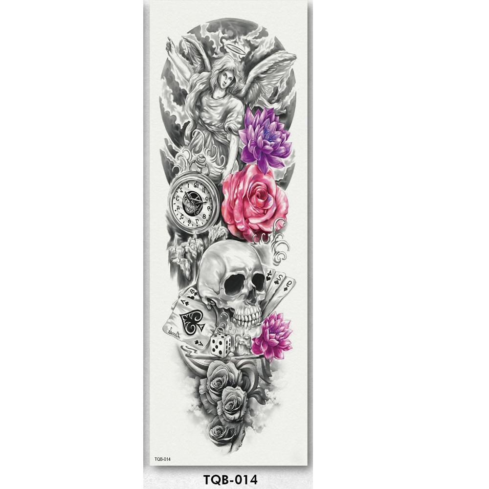 Unisex full arm temporary tattoo sleeve, abstract brush strokes and splashes design, modern fake tattoo.