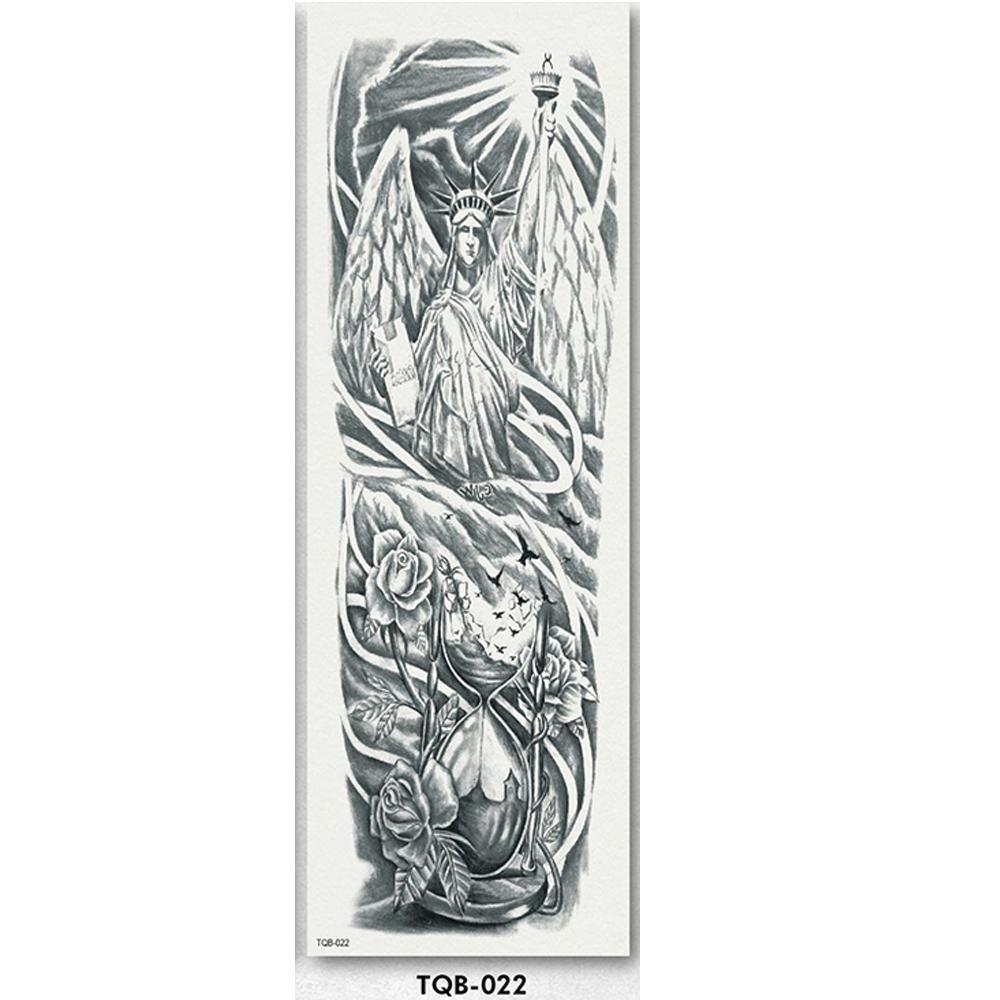 Unisex full arm temporary tattoo sleeve, detailed wolf howling at moon, waterproof, long lasting body art.