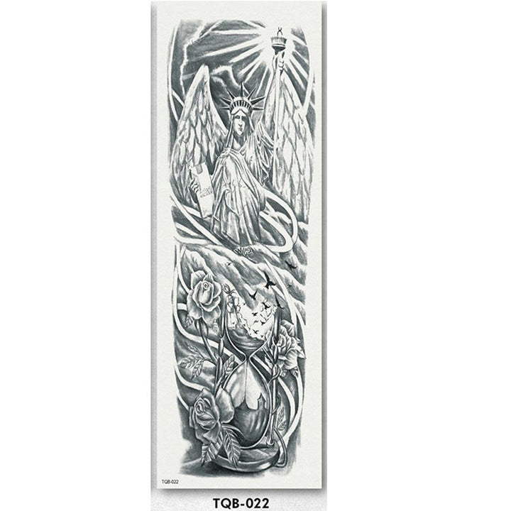 Unisex full arm temporary tattoo sleeve, detailed wolf howling at moon, waterproof, long lasting body art.