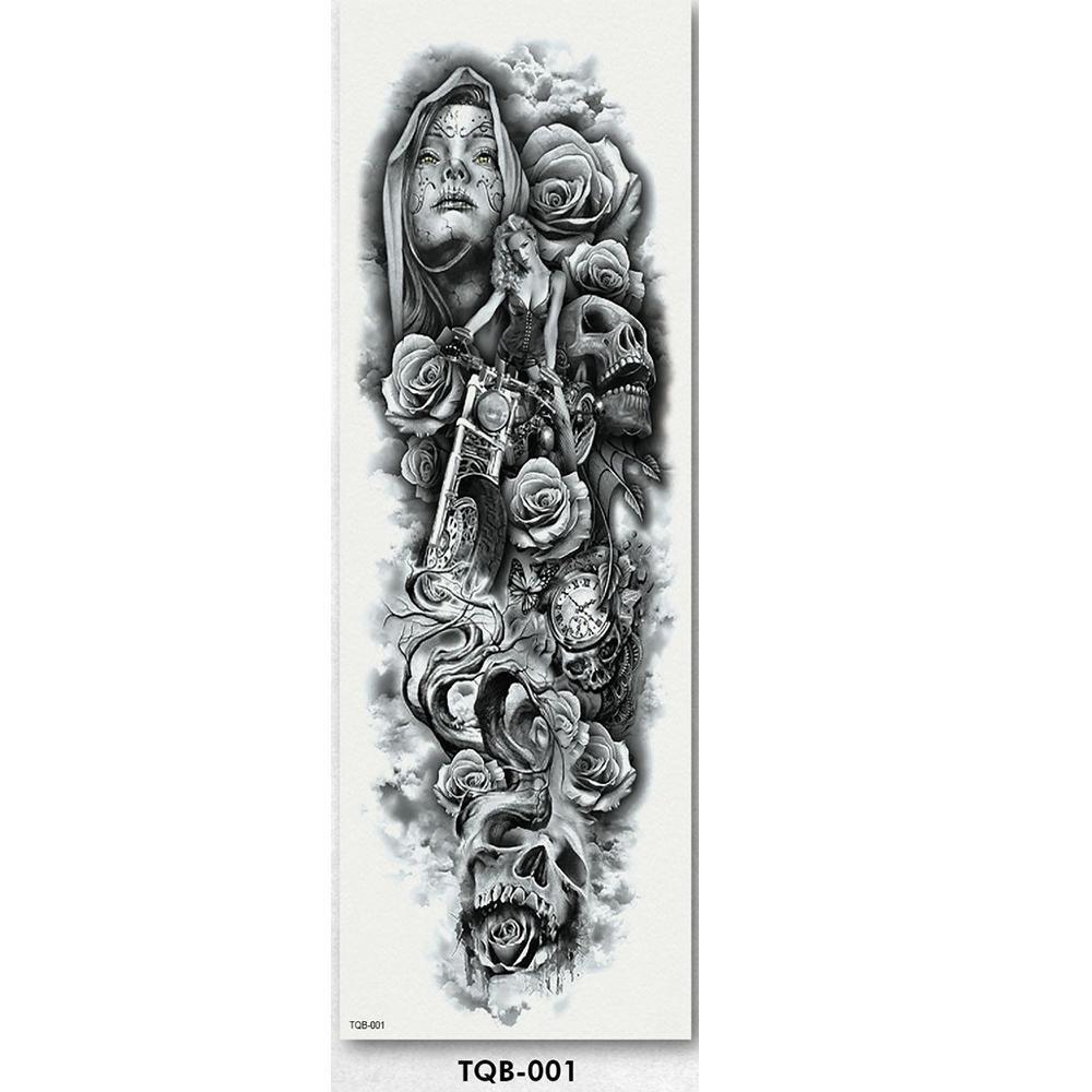 Unisex full arm temporary tattoo sleeve featuring forest animals and trees, waterproof sticker body art.