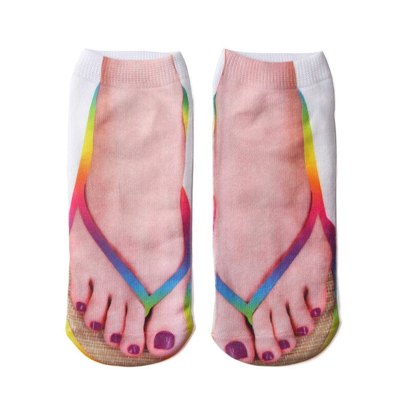 Funny 3D print ankle socks featuring a realistic animal print, adding a wild touch to patterned socks