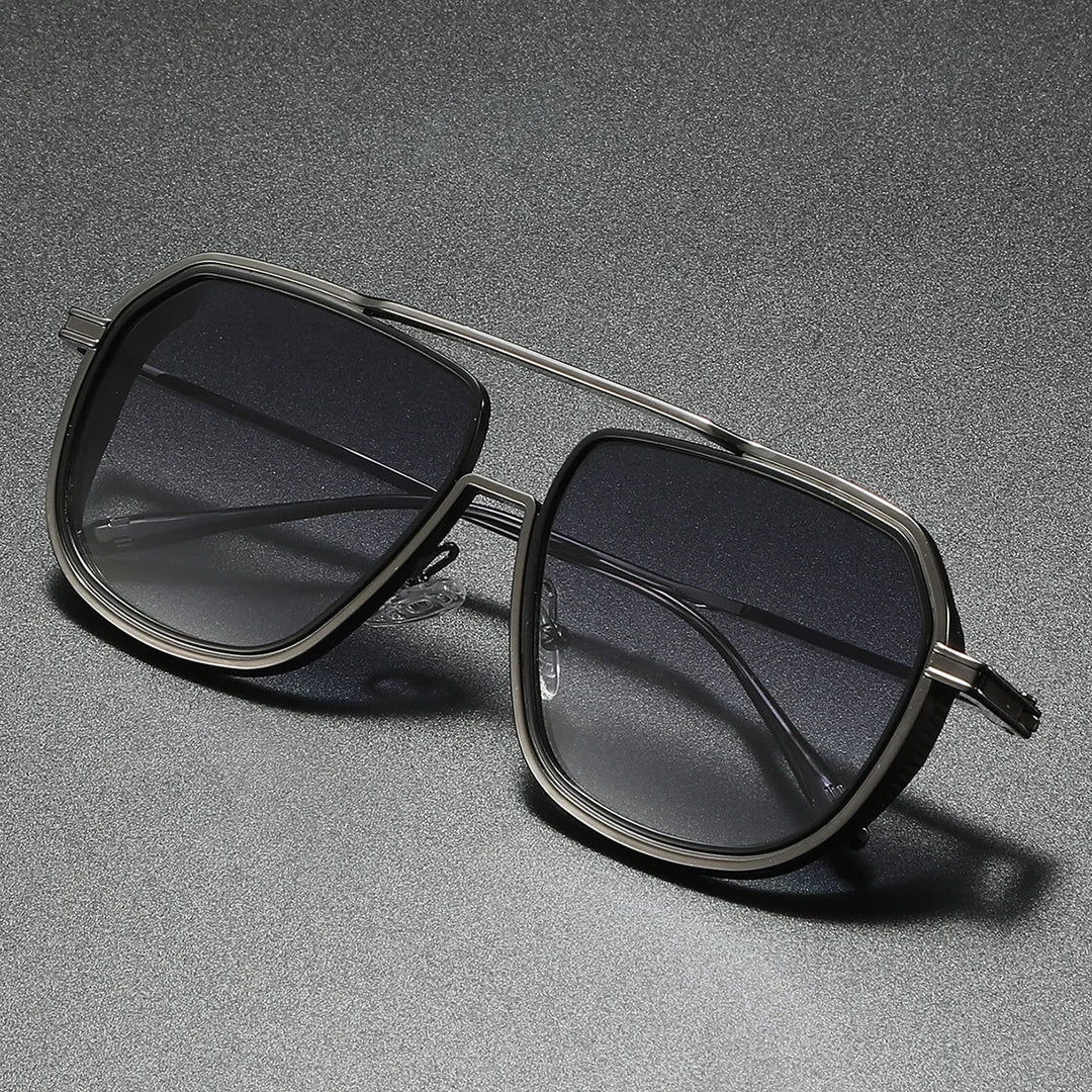 Geometric sport sunglasses for men and women, featuring a stylish lightweight frame, top view